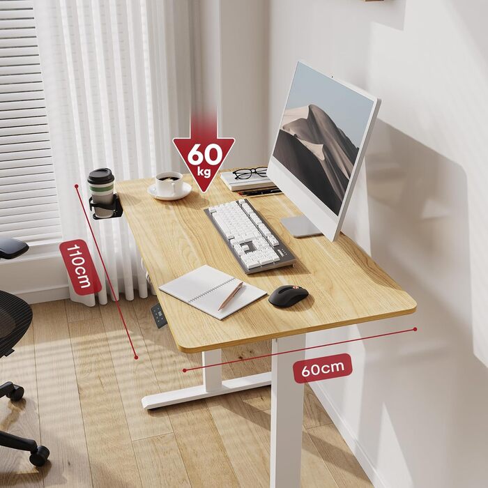 Регульований стіл Sanodesk 200x80 см, електричний, з пам'яттю, ергономічний, для комп'ютера, Ahorn
