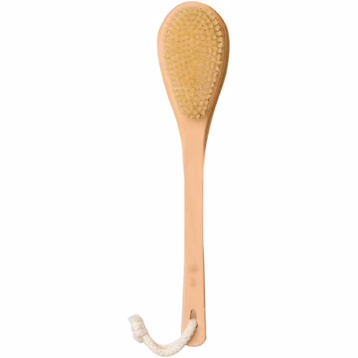 Transparent Particle-Matte Finish Anti-Slip Grip Body Brush, Bath Brush Wet and Dry Back Brush, Natural Bristle Hair Beechwood Material (14.8 * 3.1 inches * 2)