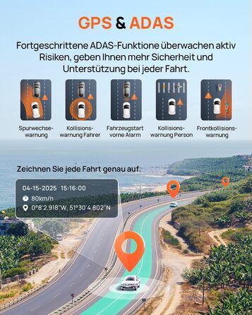 Відеореєстратор 70mai A800SE: 4K UHD + 1080p, GPS, WiFi, Dual, 128GB SD, HDR, ADAS, Нічне бачення, Паркування 24/7, 3