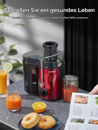 Електрична центрифужна соковижималка FOHERE Entsafter, 800 Вт, червона