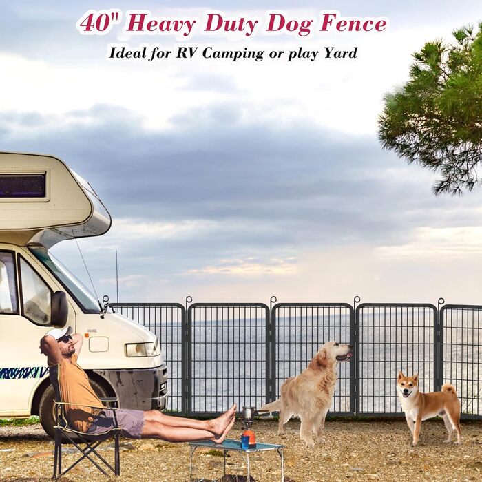 Металевий вольєр для собак, загон для собак на вулицю, вольєр для цуценят, міцний, для внутрішнього та зовнішнього використання, 38 панелей, 81,3 x 101,6 см