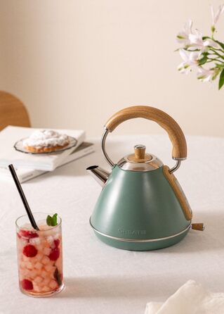 Retro Electric Kettle - Cream White - 1L Capacity, Fast Boil, Auto Shutoff, Anti-Scale Filter, Water Level Indicator