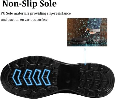 Чоловічі робочі черевики з металевим підноском, спортивні, дихаючі, чорні (44 EU)