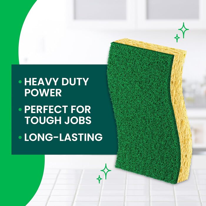 Scotch-Brite Robuste Scrub Sponges, sponges for cleaning kitchens and households, robust sponges safe for uncoated cookware, 9 scrub sponges