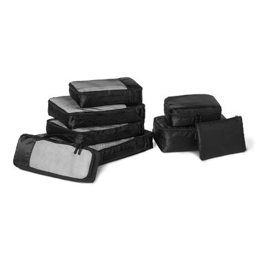 Органайзер для подорожей Amazon Essentials, 8 шт., чорний, з подвійним замком, 100% поліестер, різні розміри