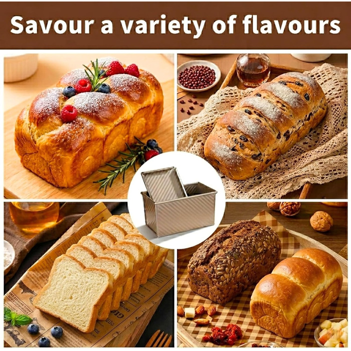 Форма для випічки хліба Toastbrot 2 шт (1000г + 450г) з кришкою, антипригарна, 32x12x12 см та 20.8x11.8x11 см