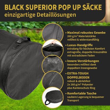 Садові мішки TTL Garden BLACK SUPERIOR 2×85 л, комплект 2 шт., з подвійним дном, 260 г/м², надміцна тканина Oxford 600D, для збору листя, садових відходів, саморозкладні, складні
