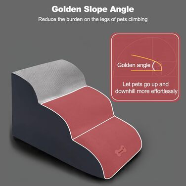 Сходинки для тварин Galatée: 3-ступеневі сходи з щільного пінополіуретану, знімний чохол на блискавці, для собак та інших домашніх тварин (Світло-коричневий)