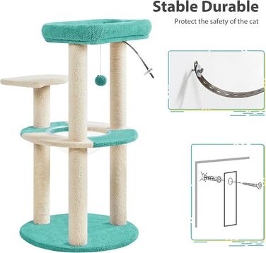 Yaheetech Cat Tree, Ocean Design Cat Tree, Cat Scratching Post, with Platform Space Capsule Sisal Posts, Stable Cat Climbing Tree, (Indigo/Beige)