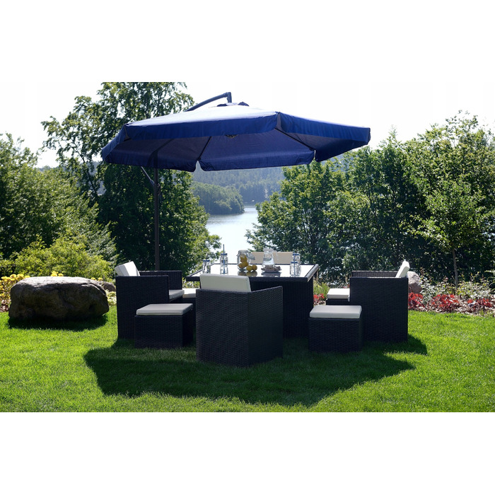 Садова парасолька з боковим стійкою Funfit Garden, синя, 350 x 250 см