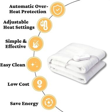 Електрична ковдра Marco Paul з підігрівом, тепла флісова ковдра, терапія тепла, полегшення болю в спині, обігрівальна ковдра для дивану (сірий фліс) (біла підкладка 135 см)