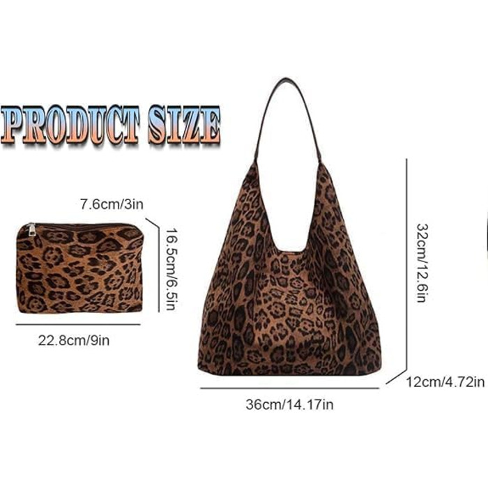 Сумка жіноча GSenhui Hobo Bag велика шопер з м'якої шкіри, вінтажна сумка на плече для шопінгу, роботи, навчання (леопардовий принт)
