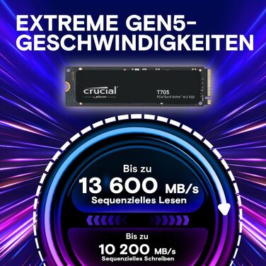 SSD Crucial T705 1TB PCIe Gen5 NVMe M.2 - Швидкий накопичувач з інтерфейсом PCIe Gen5