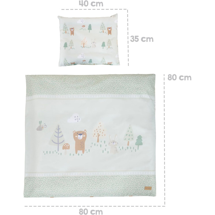 Комплект постільної білизни Roba 100 x 135 см - для дівчаток та хлопчиків - ковдра та наволочка з бавовни - зірки - білий (Woodland Buddies, ліжечко для малюків)