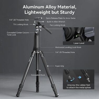 Відеоштатив SmallRig FreeBlazer CT190 (4319) 183 см з гідравлічною головою, нівеліром та моноподом для влогінгу та подорожей, навантаження 4 кг, з сумкою