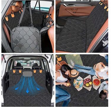 Накидка на заднє сидіння автомобіля для собак Fudajo 137x147 см, роздільна захисна накидка з віконцем, чорний чохол