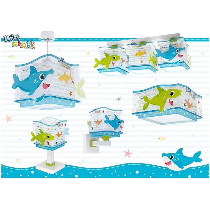 Dalber Lamp Children's Room, Children's Lamp Pendant Light, Hanging Lamp, Ceiling Light Children, Ceiling Lamp Children's Room Little Shark Sharks Animals, Ceiling Lamp Children's Room, 63472, E27