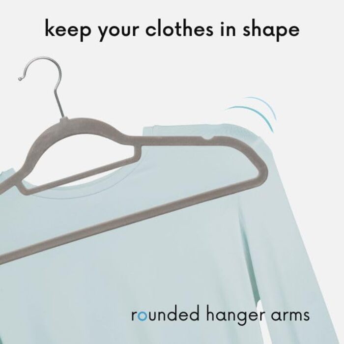 Плечики для одягу OGIVO, набір з 20 шт., сірі - антиковзаючі, для краваток, з поворотним гачком, з вирізами для плечей