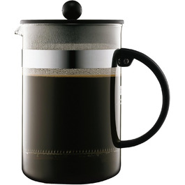Френч-прес Bodum Bistro Nouveau 1 л, скло, чорний, для кави, підходить для посудомийної машини