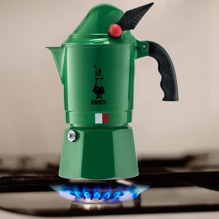Кавоварка Bialetti Express Alpina: мідна мока-кава для 3 чашок (130 мл), зелений Single