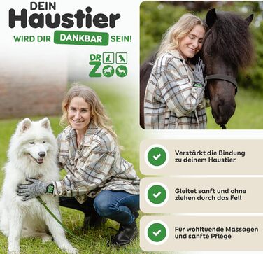 Рукавичка для грумінгу тварин DR Zoo (1 шт, M) - для котів, собак, коней - рукавичка для видалення шерсті, щітка-рукавичка