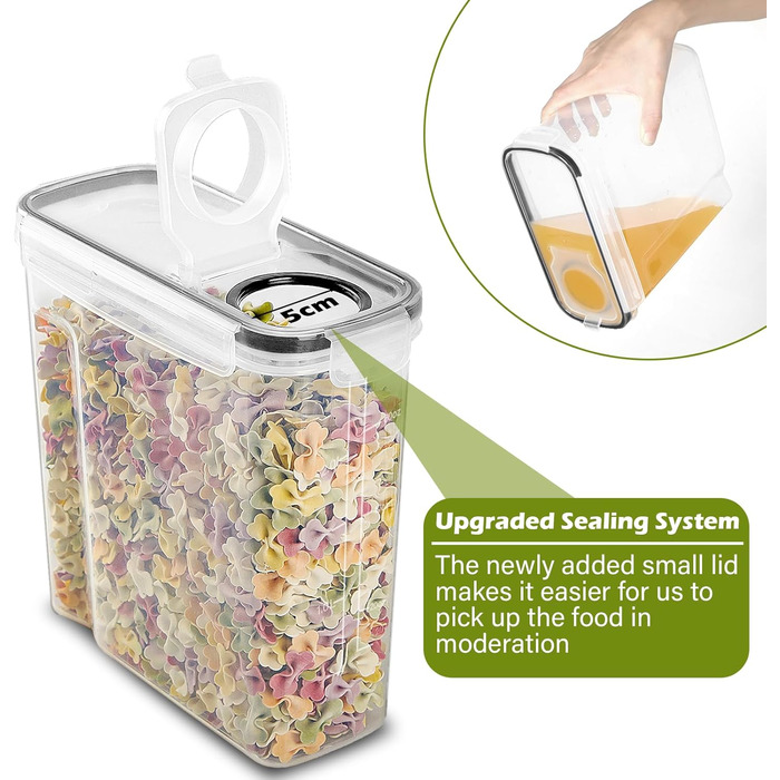 Набір контейнерів для зберігання Withosent 24 шт. з кришкою, пластикові, для продуктів, зерна, мюслі, з етикетками та ложкою (2L 1.6L 0.8L)