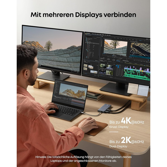 Хаб USB-C Anker 565 11-в-1: Док-станція з USB-A, HDMI 4K, DisplayPort, PD 85W, Ethernet, microSD, SD, для MacBook Pro та інших