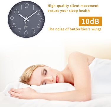 NESIFEE Funkuhr Wall Clock No Ticking Silent Wall Clock Easy to Read Clock for Kitchen Living Room Radio Wall Clock Large 30 cm Living Room Clock Radio Clock Wall Clock Modern Wall Clocks Radio Clock Silent No Ticking