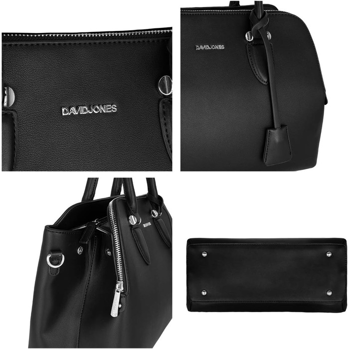 Сумка жіноча David Jones елегантна шопер (tote bag) з PU шкіри, чорна. Сумка через плече, багато відділень, для роботи та повсякдення