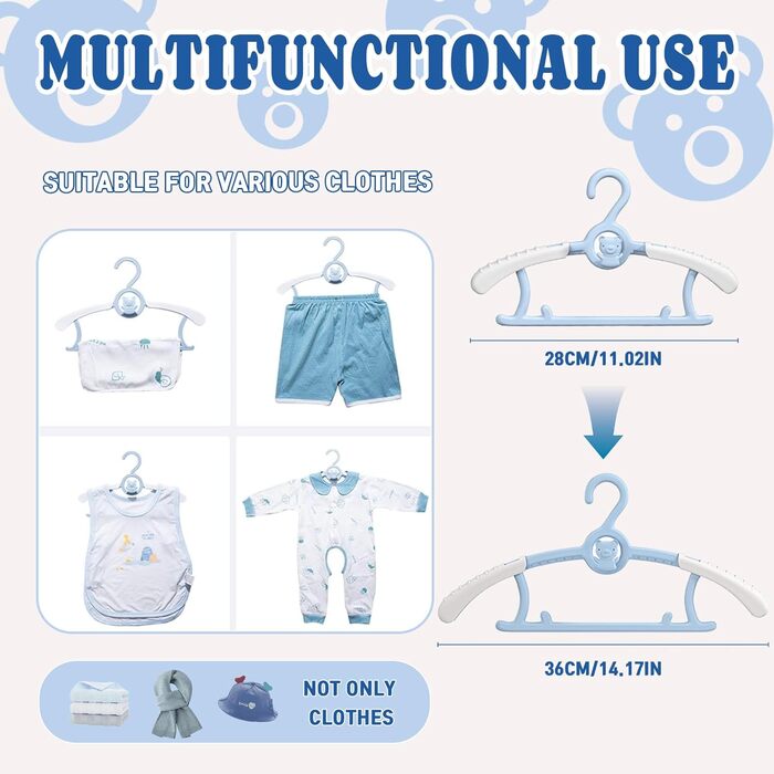 Дитячі вішалки для одягу HGYZE, що ростуть разом з дитиною, 20 шт. (різнокольорові). Зі зручним гачком та підвішуванням для штанів. Економія місця в шафі.