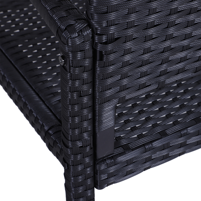 Садова лавка Outsunny з ротангу Polyrattan на 2 особи, паркова лавка зі сталевим каркасом та плетінням, чорного кольору, розміром 122 x 60 x 87 см для саду та тераси.