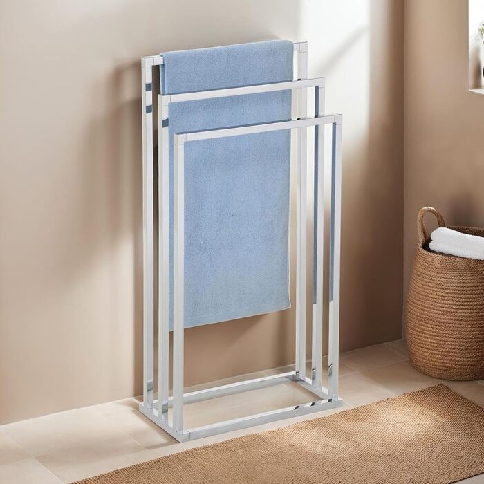 Підставка для рушників KUNO, хром - самостійна підставка для рушників з 3 полицями, металева