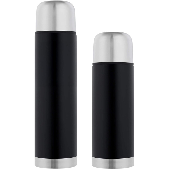 Термос GRÄWE з нержавіючої сталі, 1 л / 350 мл, чорний, з чашкою, для подорожей, ізольований, миється в посудомийній машині