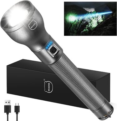 Ліхтарик LED MIAOKE 250000 люмен - надпотужний, перезаряджається, 3 режими, для полювання, кемпінгу, надзвичайних ситуацій