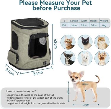 Рюкзак для кота та собаки Petsfit - зручний та дихаючий, до 5 кг, зелений