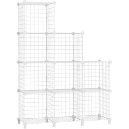 AWTATOS Regal 12 Regal Wire Cube Stackable Shelf Cube DIY Metal Grid Shelf Cube Bookshelf Cube Shelf With Doors For Living Room, Bedroom, Bathroom USCIH12BE (Medium, White)