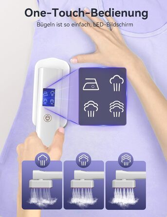 Sundu Паровий праска-випрямляч 2-в-1, туристична праска з LED дисплеєм, 4 режими, швидкий нагрів 15с, для одягу (білий)