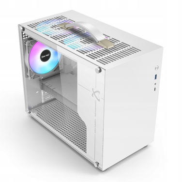 Корпус для комп'ютера Cube Case Micro-ATX, загартоване скло, RGB, білий