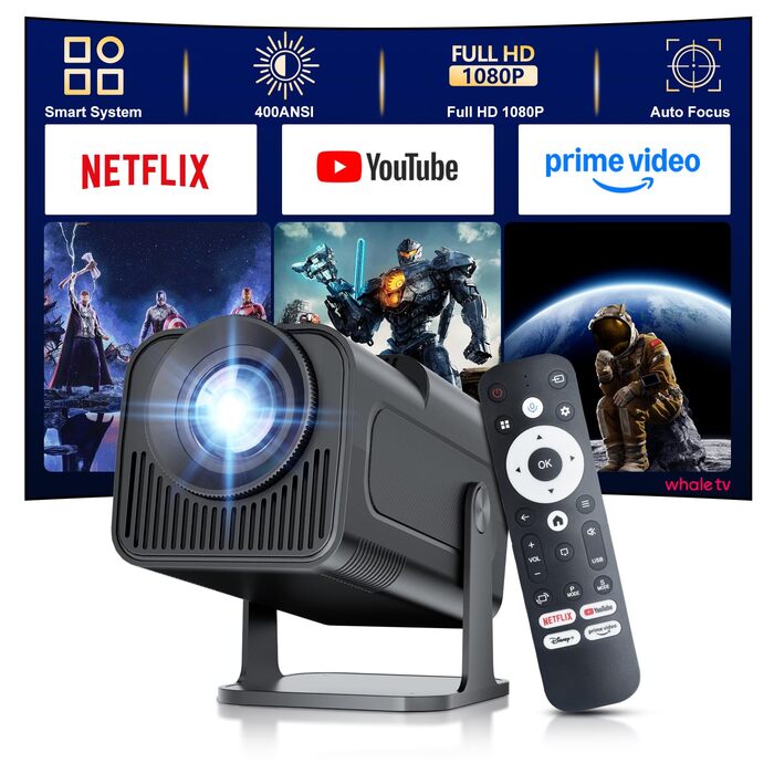 Проектор Sala320max P92Max: 4K, 1080P, WiFi, Bluetooth 5.2, Android 13, Netflix, YouTube, Prime Video, Автофокус