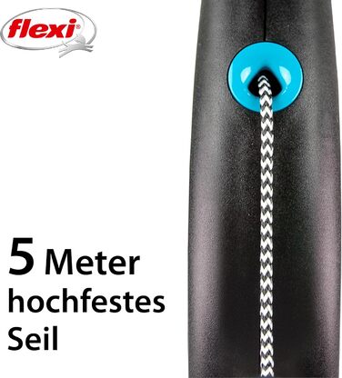 Рулетка для собак Flexi Black Design S, 5 м, чорний/синій (до 12 кг)