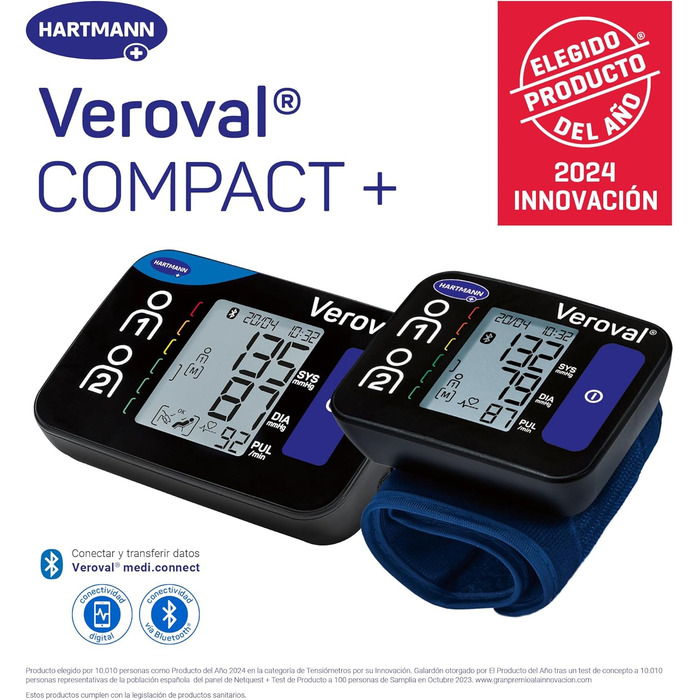Тонометр VEROVAL BiManán Compact - цифровий, на зап'ястя, автоматичний, для точного вимірювання, 200 значень, універсальний розмір (22-42 см)
