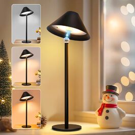 Світлодіодна настільна лампа Rosnek бездротова, акумуляторна 4000 mAh з димером, поворотна на 360°, чорна