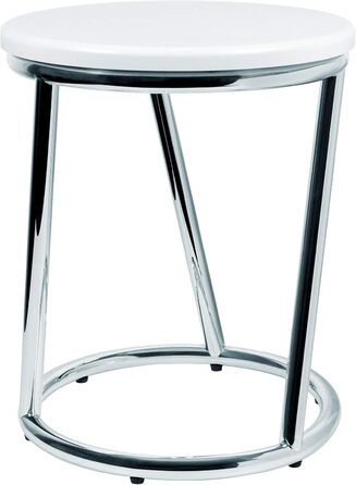 Libaro Footstool Salina, Metal Chrome Shiny, Round Seat Stool, White Stool in the Design of Bar Stool Barstool, as a Kitchen Stool, Step Stool or Bench in the Hallway, High Toilet Stool for Adults