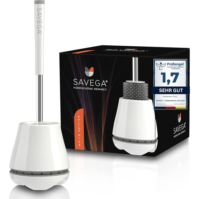 SAVEGA® Оригінальна силіконова щітка для унітазу - набір з тримачем - антибактеріальна, сіра, кругла