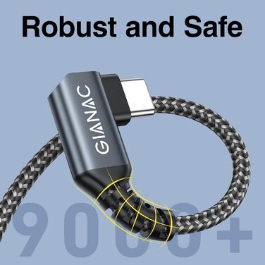 Кабель USB-C на USB-C 3м, 100W, 90° з E-Mark для Macbook, iPad, Samsung, Huawei