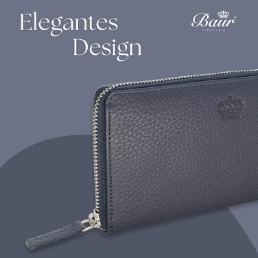 Baur Women's Wallet Genuine Leather Wallet | Wallet with RFID Protection | Large Portemonnaie with Many Card Slots | Wallet with All-Around Zipper | Portemonnaie | Women's Wallets (Red)