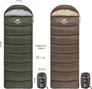 Naturehike Sleeping Bag - 7°C Warm Weather Sleeping Bag for Hiking, Backpacking & Camping - Lightweight, Youth & Adult