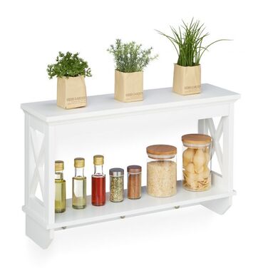 Relaxdays Wall Shelf with 3 Hooks