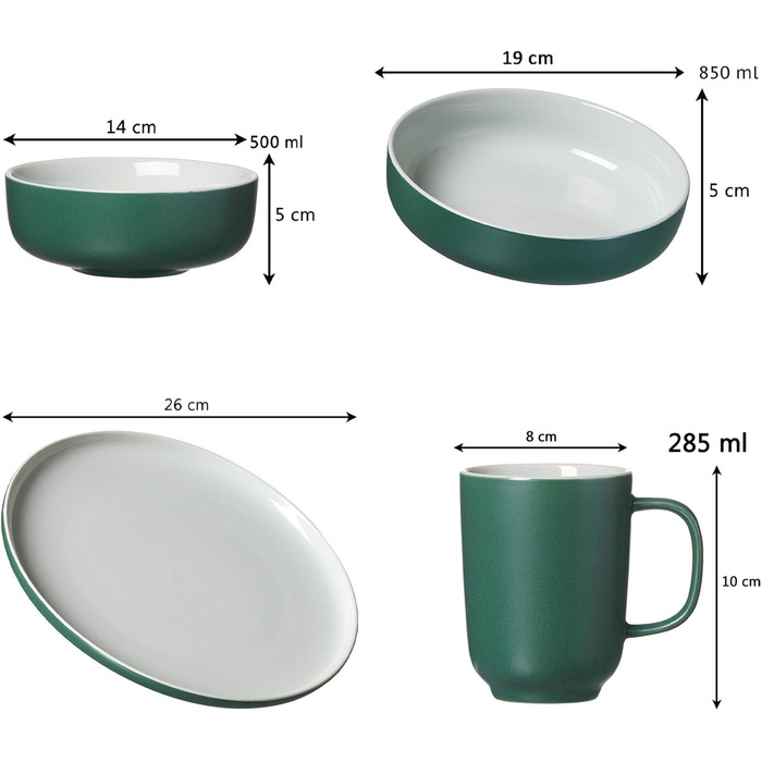 Набір посуду серії Jasper від Ritzenhoff & Breker | 16 предметів (зелений)