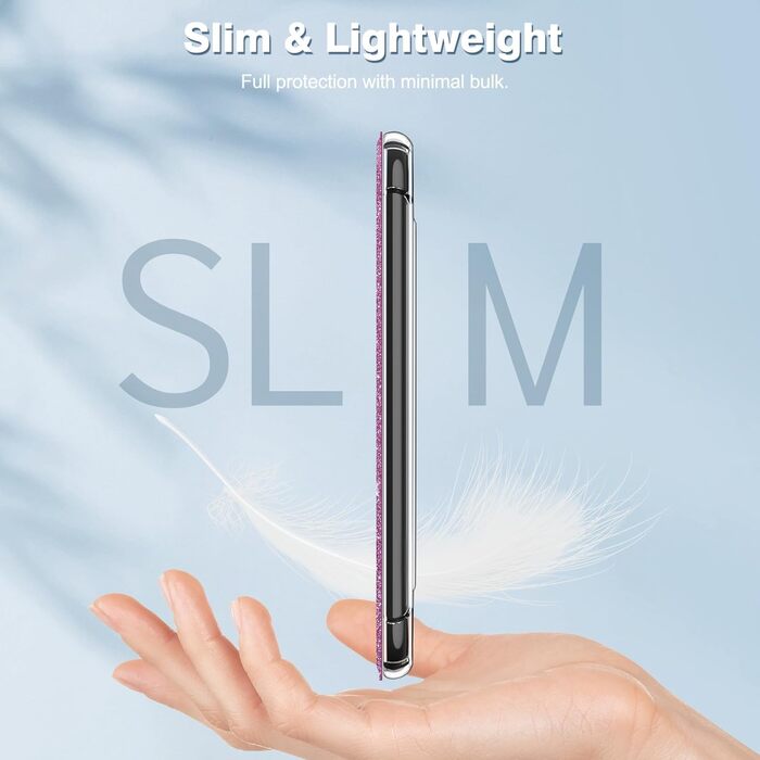 Чохол Fintie для Kindle 6 (11-го покоління) 2024/2022, прозомий, з авто-ввімкненням/вимкненням, для Kindle Basic 2024, фіолетовий з блискітками